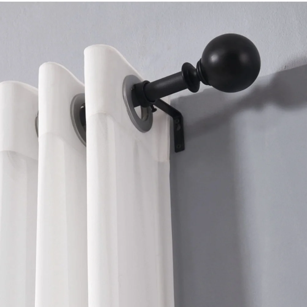 Curtain Rod Finials Round Black Matte